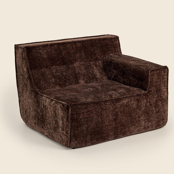 Loungi Left Module in Brown Snow Velvet