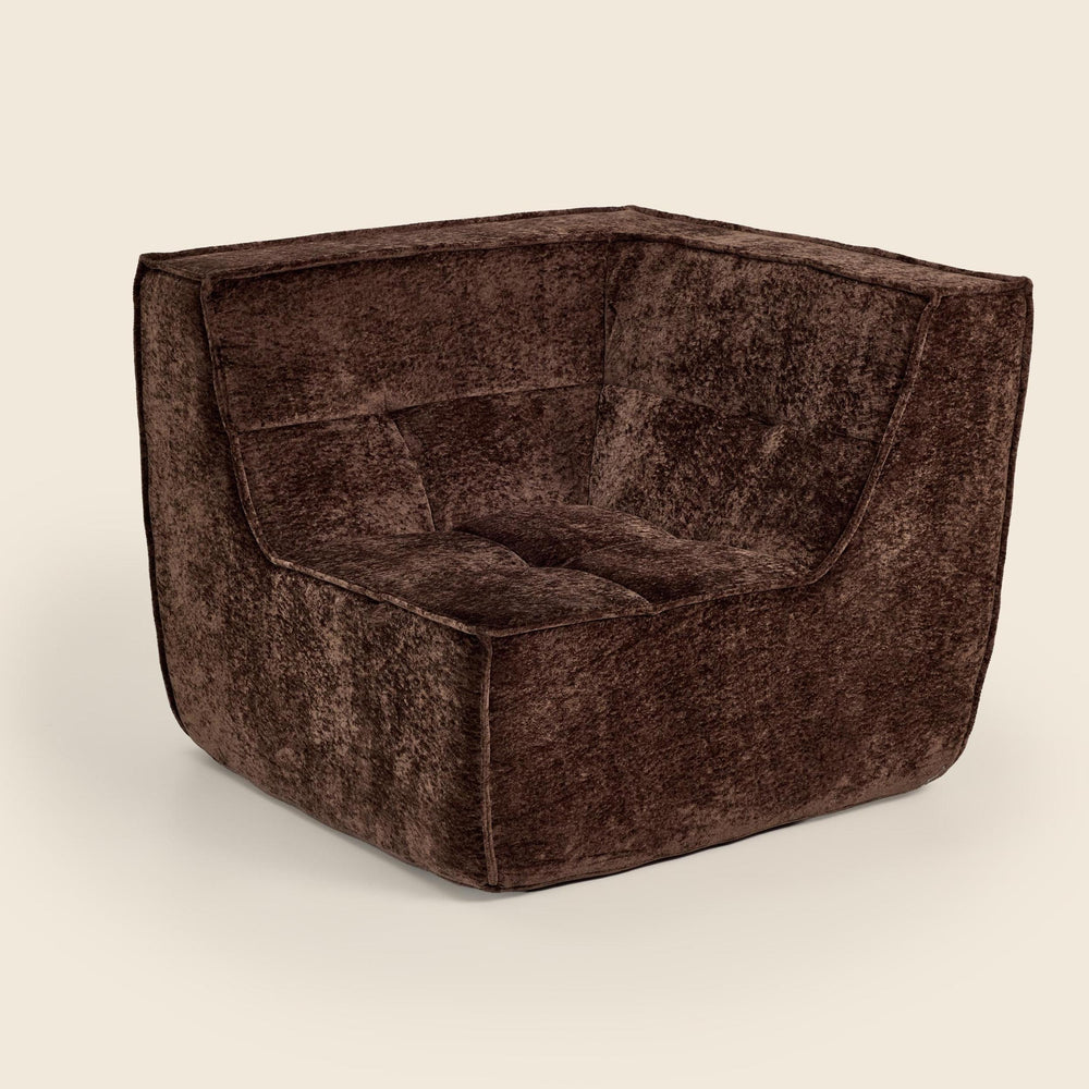 Loungi Corner Module in Brown Snow Velvet at full size