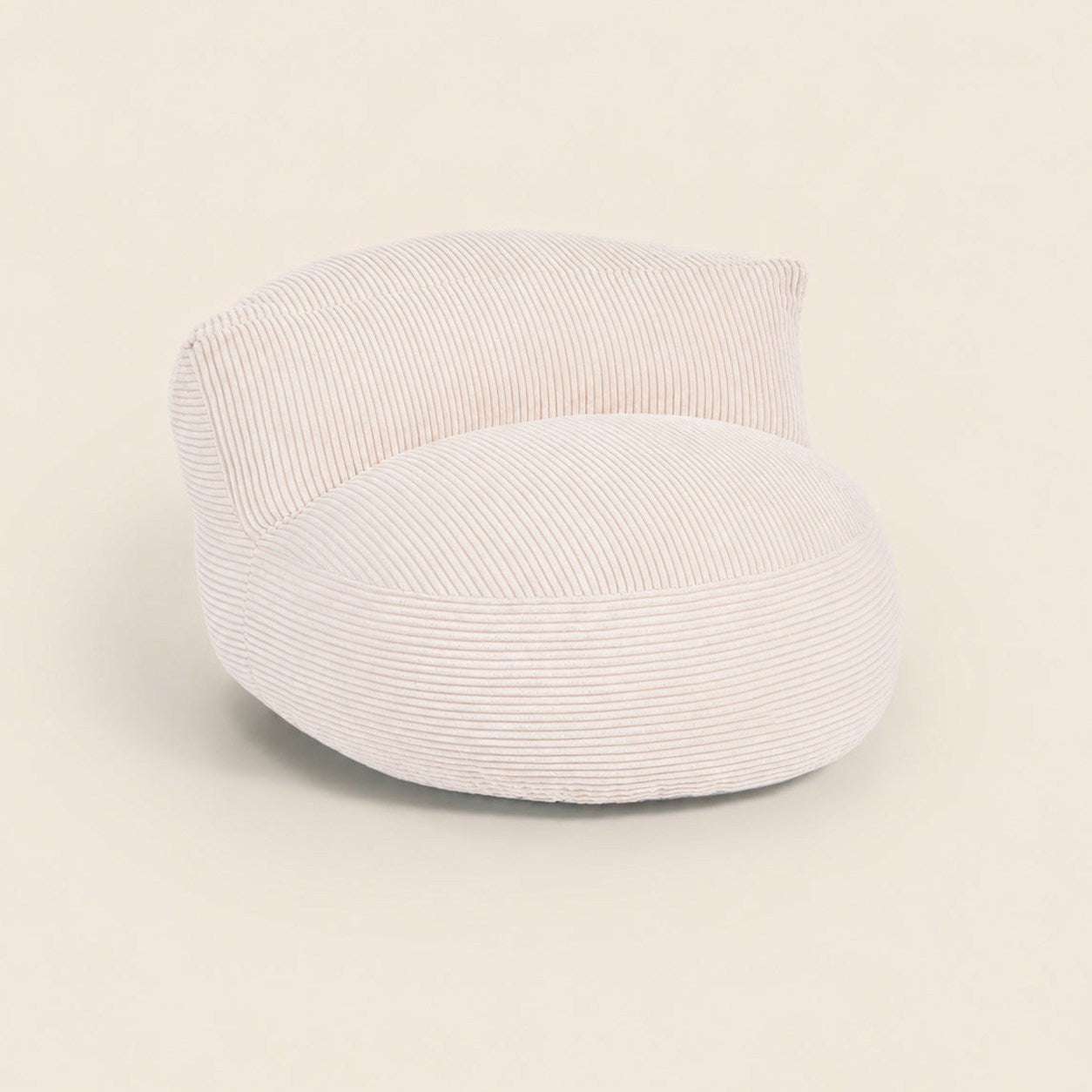 White textured bean bag chair on a beige background