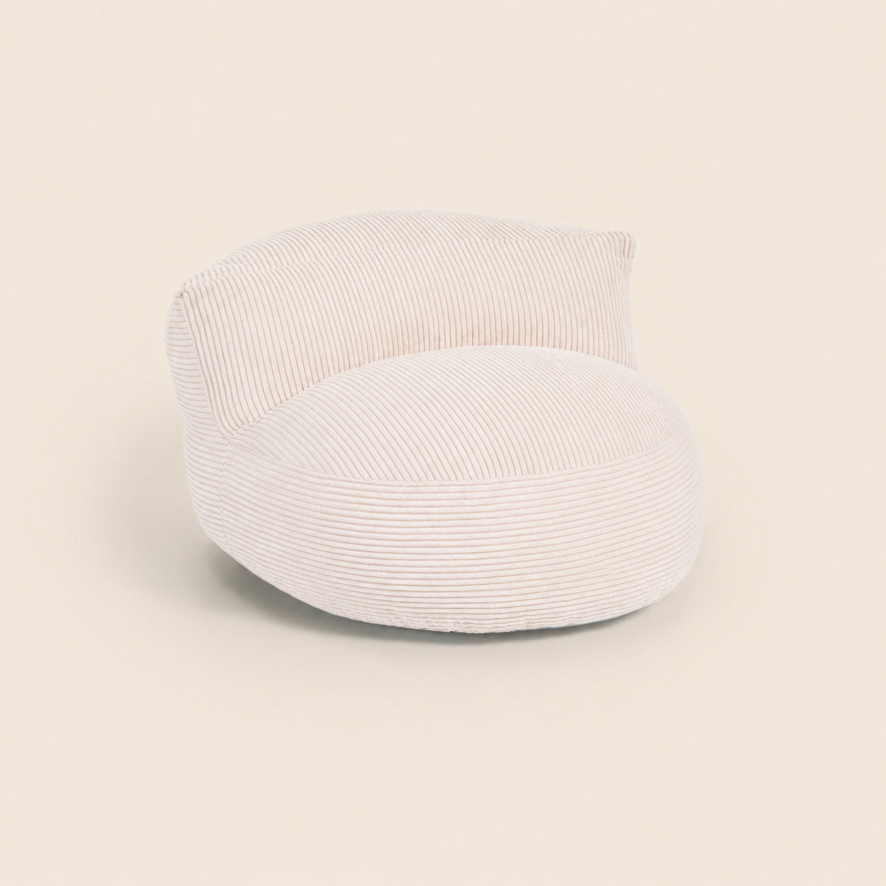 White textured bean bag chair on a beige background