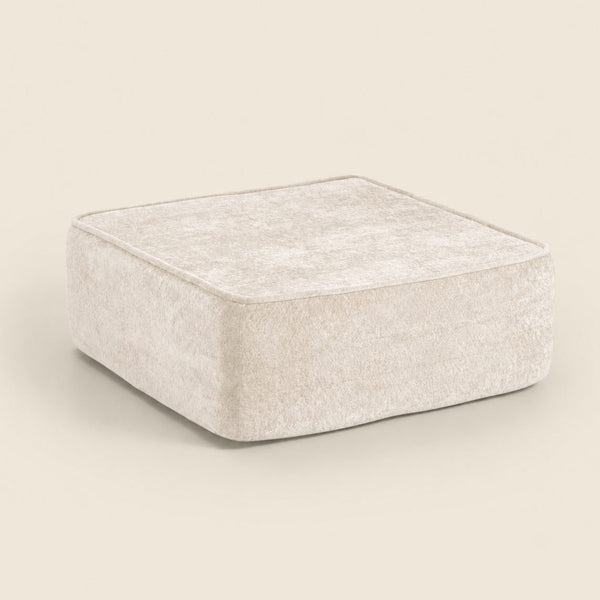 Tootsi Square Ottoman in Oat Snow Velvet