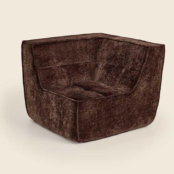 Loungi Corner Module in Brown Snow Velvet