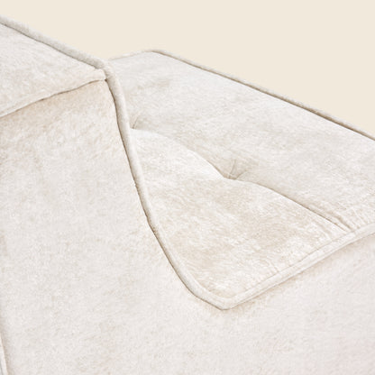 Close-up of oat snow velvet fabric on the Loungi modular chair 
