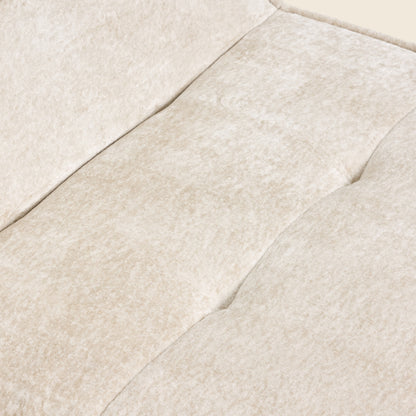 Oat snow velvet Loungi modular chair, back view on a beige background 