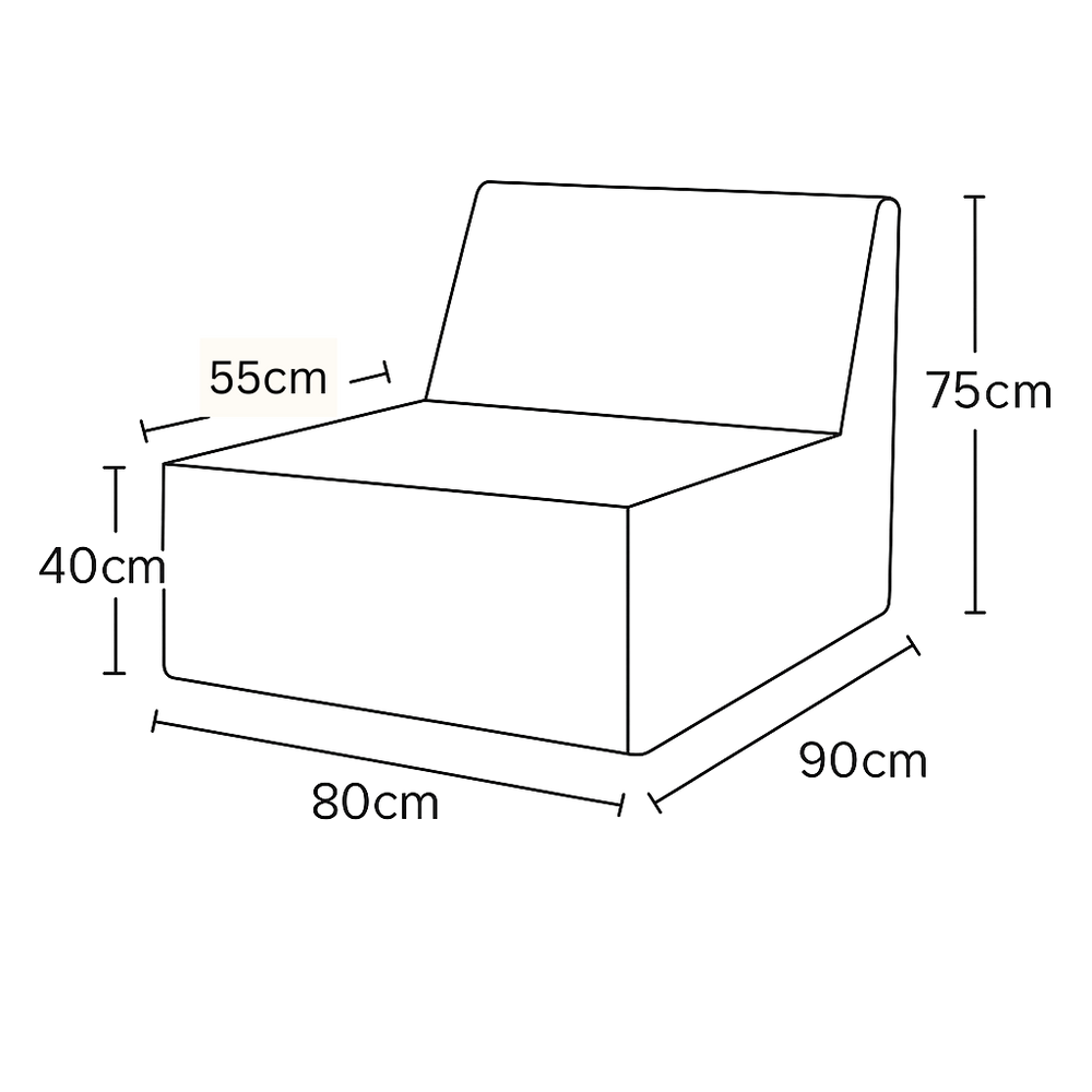 Loungi Occasional Chair dimensions graphic