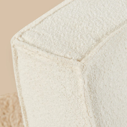 Close-up of a textured white fabric with a beige background [color: ivory-boucle]