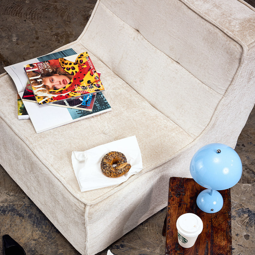 Oat snow velvet Loungi modular chair in a new york apartment 