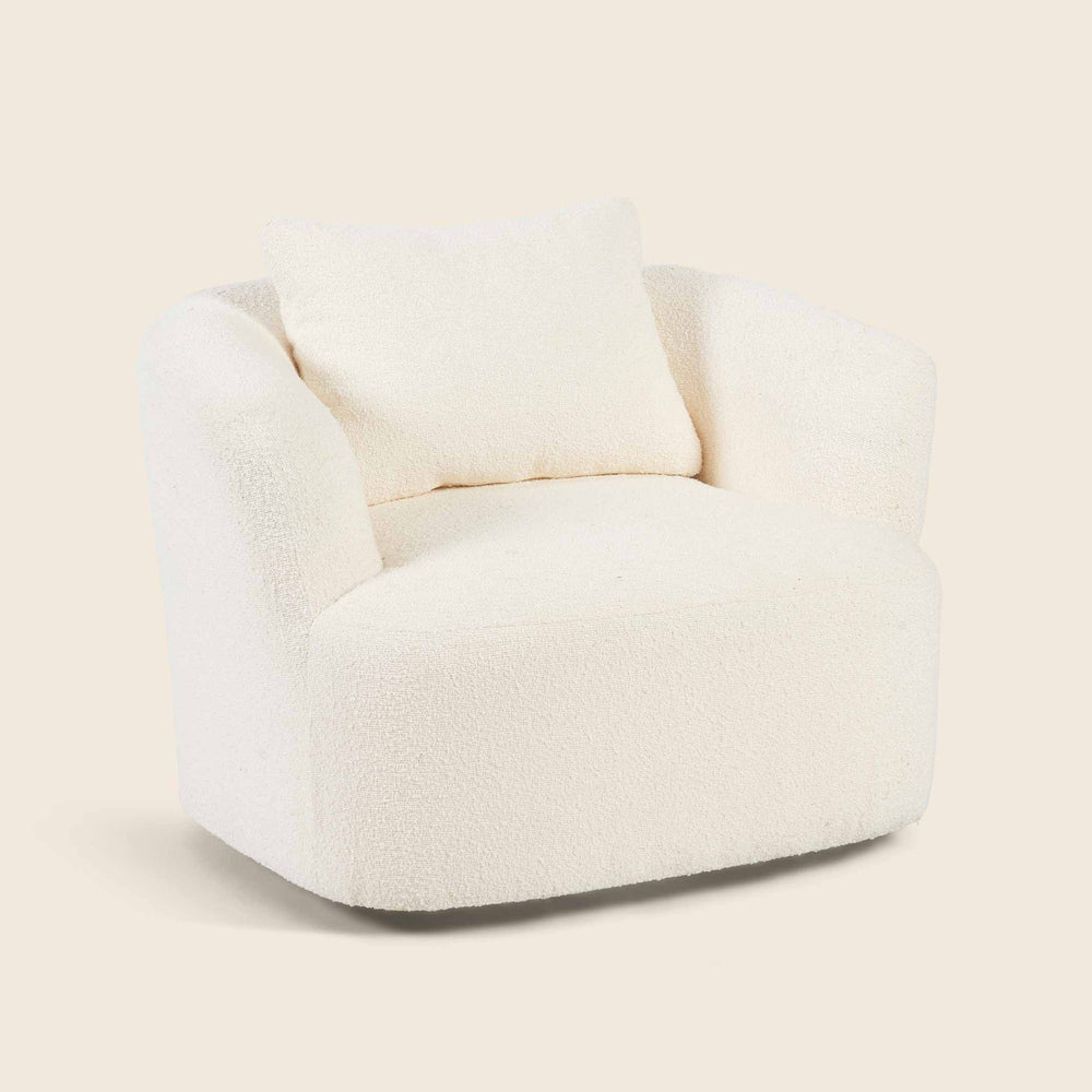 Peachi Swivel Chair in Ivory Boucle at full size