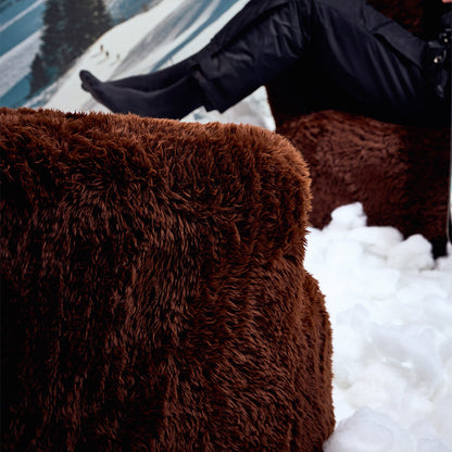 Peachi Brown Swivel Chair - Close up of Fabric in the snow 