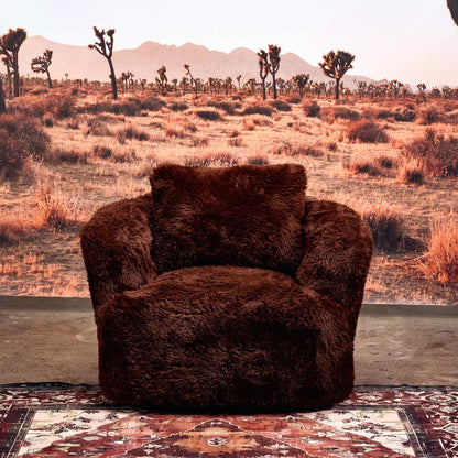 Peachi Brown Swivel Chair - Hero Shot in the dessert 
