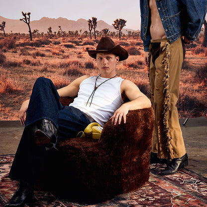 Peachi Brown Swivel Chair - Will Shot in the dessert 