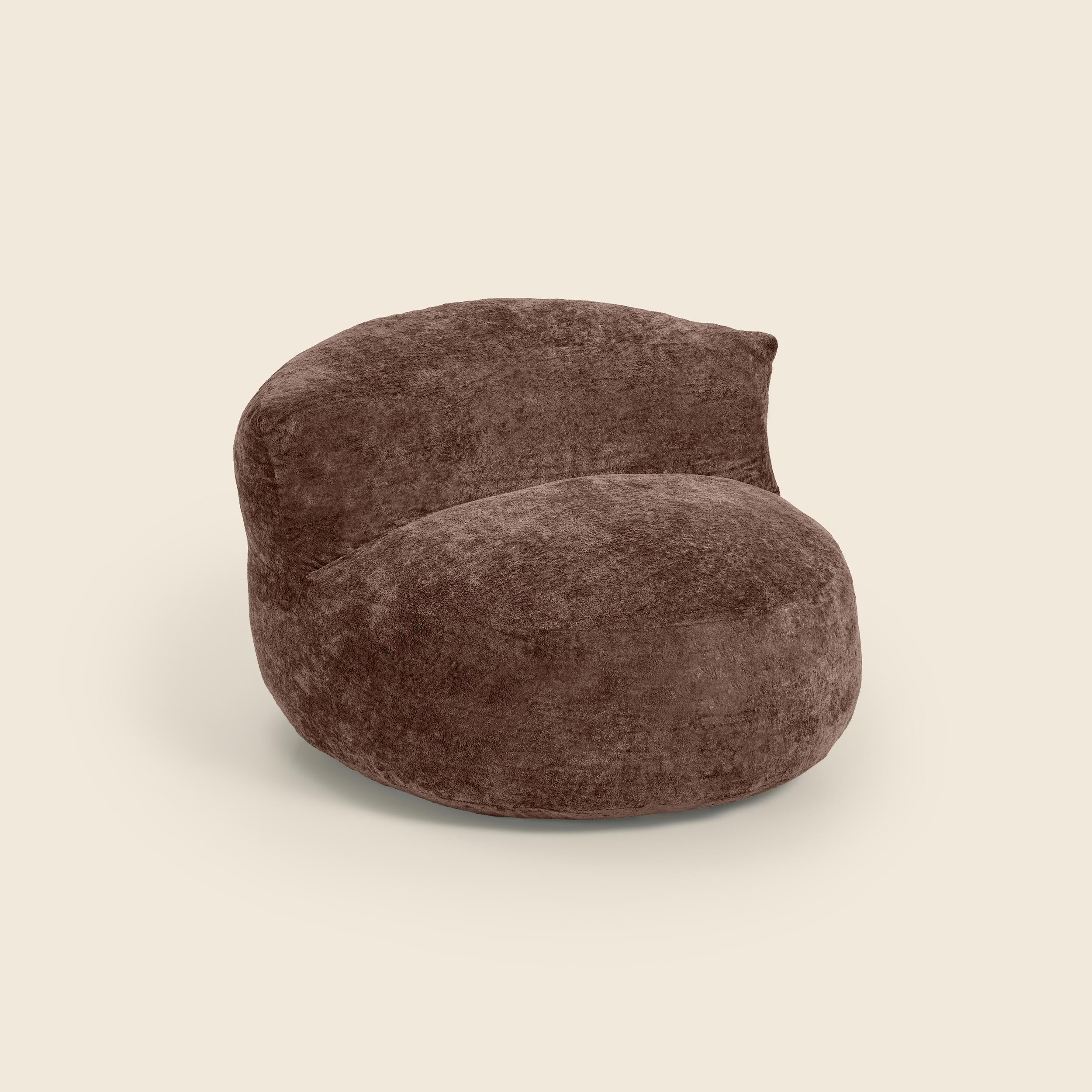 Brown textured bean bag chair beige background #color_brown-fleece