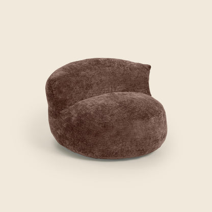 Brown textured bean bag chair beige background 
