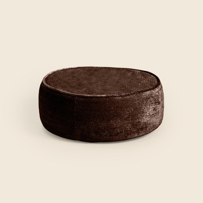 Tootsi Round Ottoman in Brown Snow Velvet